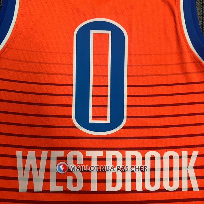 Maillot Oklahoma City Thunder Russell Westbrook NO 0 Statement 2021 Orange
